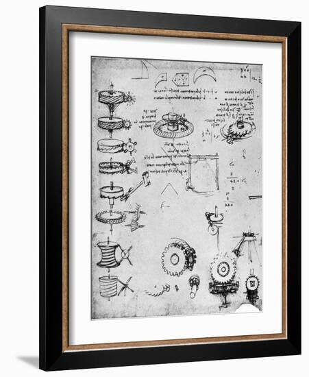 Cog Wheels (Detail), Late 15th or Early 16th Century-Leonardo da Vinci-Framed Giclee Print