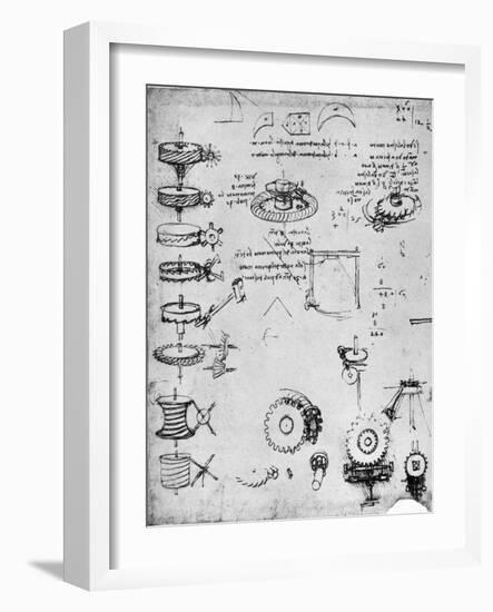 Cog Wheels (Detail), Late 15th or Early 16th Century-Leonardo da Vinci-Framed Giclee Print