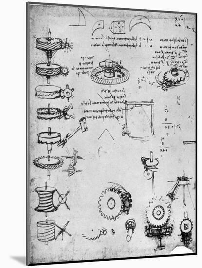 Cog Wheels (Detail), Late 15th or Early 16th Century-Leonardo da Vinci-Mounted Giclee Print