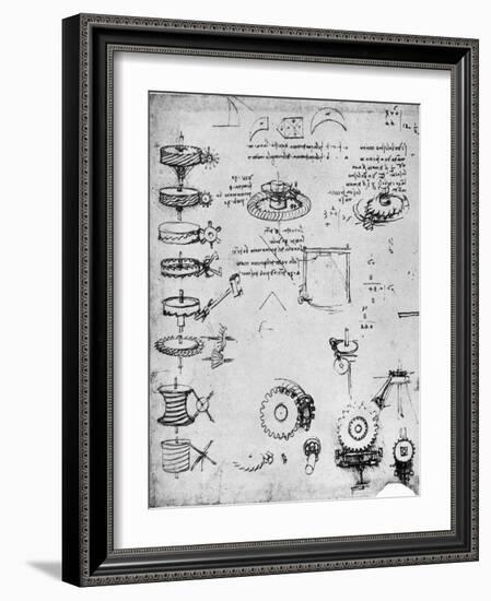 Cog Wheels (Detail), Late 15th or Early 16th Century-Leonardo da Vinci-Framed Giclee Print