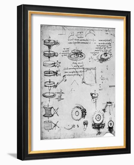 Cog Wheels (Detail), Late 15th or Early 16th Century-Leonardo da Vinci-Framed Giclee Print