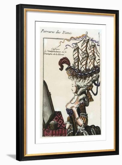 Coiffure a l'Independance (Caricature on the Hairstyles of the Late Rococo), c.1780-null-Framed Giclee Print
