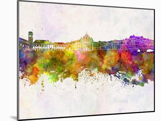 Coimbra Skyline in Watercolor Background-paulrommer-Mounted Art Print
