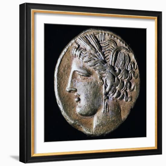 Coin Bearing Head of Tanit, Recto, Phoenician Coins-null-Framed Giclee Print