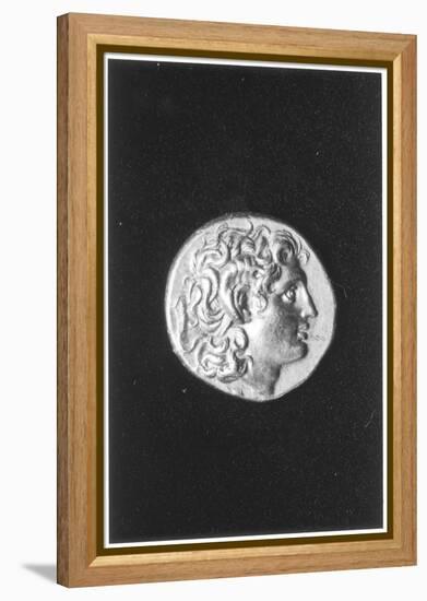 Coin Bearing the Head of Alexander the Great with the Horns of the Egyptian God Amun-null-Framed Premier Image Canvas
