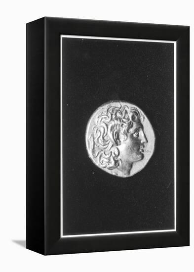 Coin Bearing the Head of Alexander the Great with the Horns of the Egyptian God Amun-null-Framed Premier Image Canvas