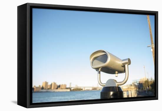 Coin operated binoculars facing the Manhattan Bridge, New York City, New York-Greg Probst-Framed Premier Image Canvas