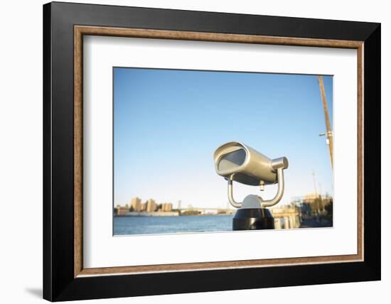 Coin operated binoculars facing the Manhattan Bridge, New York City, New York-Greg Probst-Framed Photographic Print