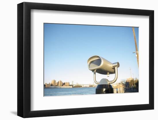 Coin operated binoculars facing the Manhattan Bridge, New York City, New York-Greg Probst-Framed Photographic Print