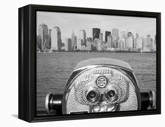Coin Operated Binoculars Pointed at Manhattan Skyline, Hudson River, Jersey City, New Jersey, Usa-Paul Souders-Framed Premier Image Canvas