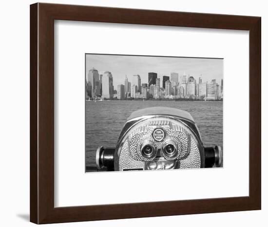 Coin Operated Binoculars Pointed at Manhattan Skyline, Hudson River, Jersey City, New Jersey, Usa-Paul Souders-Framed Photographic Print