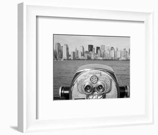 Coin Operated Binoculars Pointed at Manhattan Skyline, Hudson River, Jersey City, New Jersey, Usa-Paul Souders-Framed Photographic Print