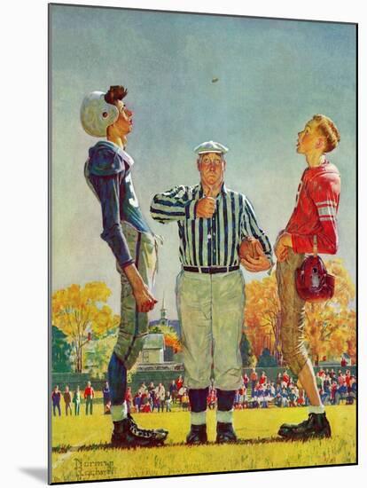 "Coin Toss", October 21,1950-Norman Rockwell-Mounted Premium Giclee Print