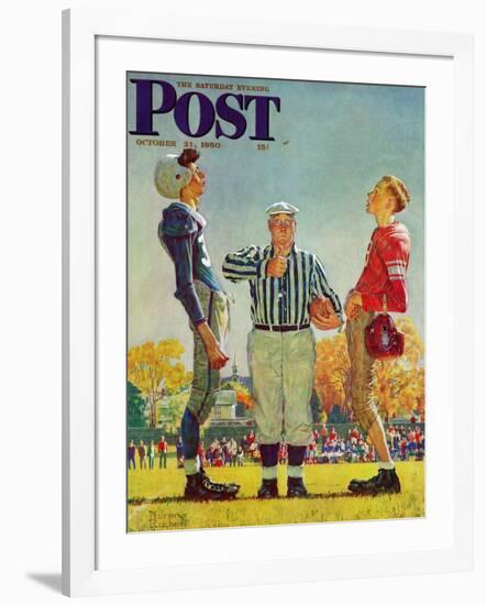 "Coin Toss" Saturday Evening Post Cover, October 21,1950-Norman Rockwell-Framed Giclee Print