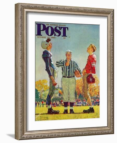 "Coin Toss" Saturday Evening Post Cover, October 21,1950-Norman Rockwell-Framed Giclee Print