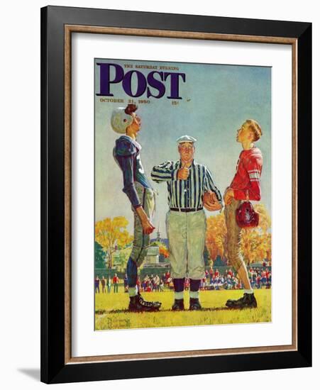 "Coin Toss" Saturday Evening Post Cover, October 21,1950-Norman Rockwell-Framed Giclee Print