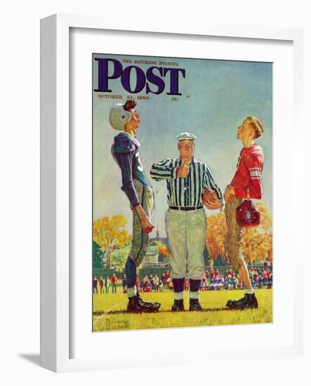 "Coin Toss" Saturday Evening Post Cover, October 21,1950-Norman Rockwell-Framed Giclee Print