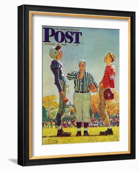 "Coin Toss" Saturday Evening Post Cover, October 21,1950-Norman Rockwell-Framed Giclee Print