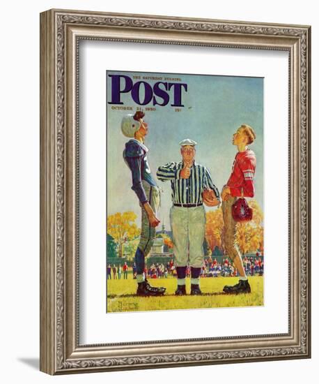 "Coin Toss" Saturday Evening Post Cover, October 21,1950-Norman Rockwell-Framed Giclee Print