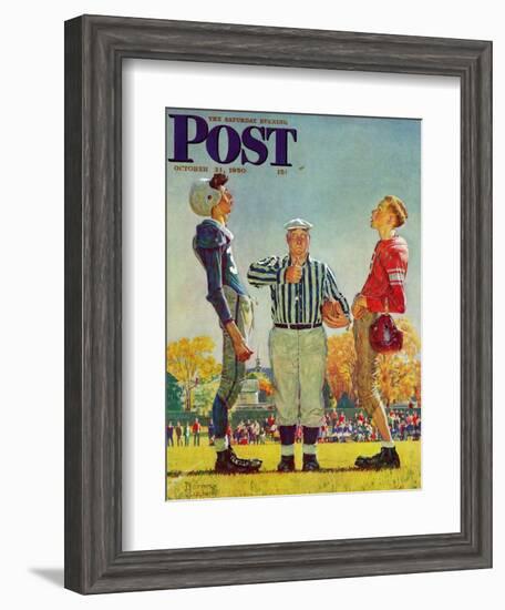 "Coin Toss" Saturday Evening Post Cover, October 21,1950-Norman Rockwell-Framed Giclee Print