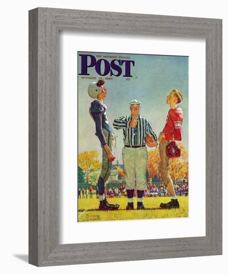 "Coin Toss" Saturday Evening Post Cover, October 21,1950-Norman Rockwell-Framed Giclee Print