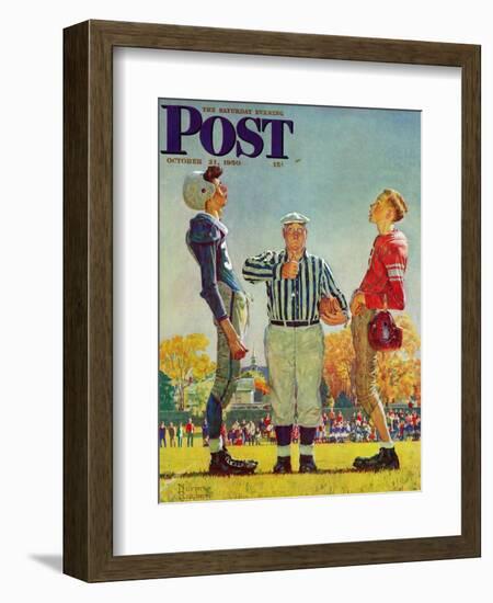 "Coin Toss" Saturday Evening Post Cover, October 21,1950-Norman Rockwell-Framed Giclee Print