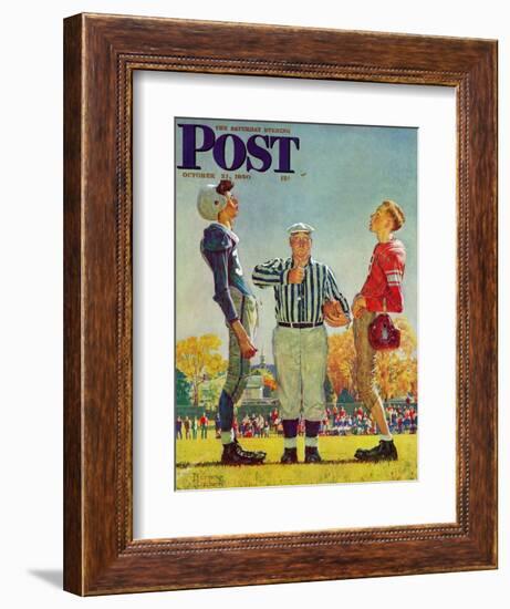 "Coin Toss" Saturday Evening Post Cover, October 21,1950-Norman Rockwell-Framed Giclee Print