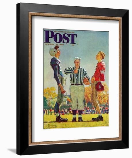 "Coin Toss" Saturday Evening Post Cover, October 21,1950-Norman Rockwell-Framed Giclee Print