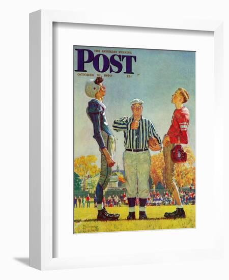 "Coin Toss" Saturday Evening Post Cover, October 21,1950-Norman Rockwell-Framed Giclee Print