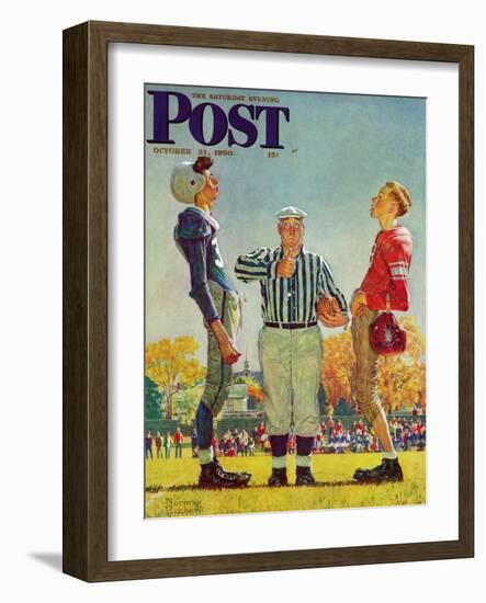 "Coin Toss" Saturday Evening Post Cover, October 21,1950-Norman Rockwell-Framed Premium Giclee Print