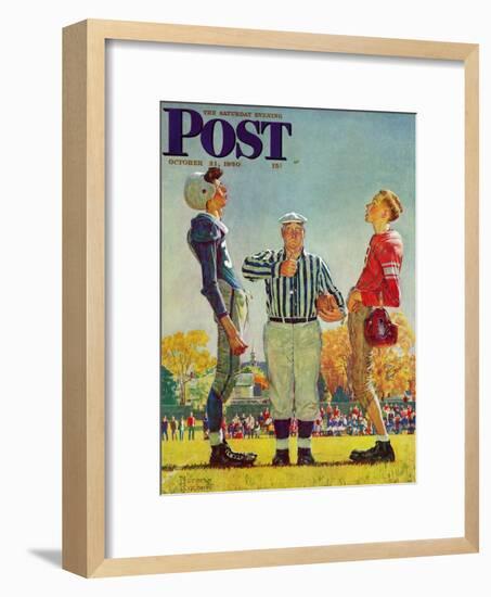 "Coin Toss" Saturday Evening Post Cover, October 21,1950-Norman Rockwell-Framed Premium Giclee Print