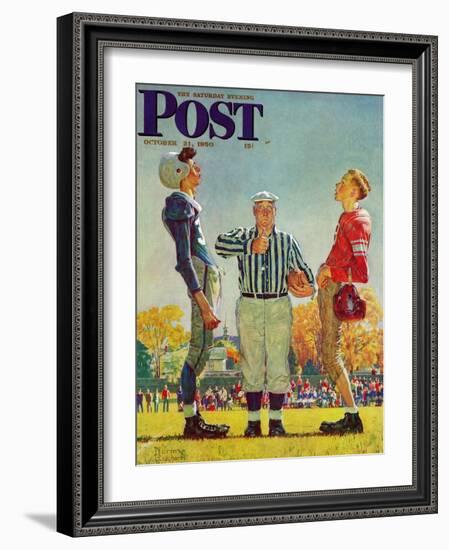 "Coin Toss" Saturday Evening Post Cover, October 21,1950-Norman Rockwell-Framed Premium Giclee Print