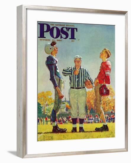 "Coin Toss" Saturday Evening Post Cover, October 21,1950-Norman Rockwell-Framed Premium Giclee Print