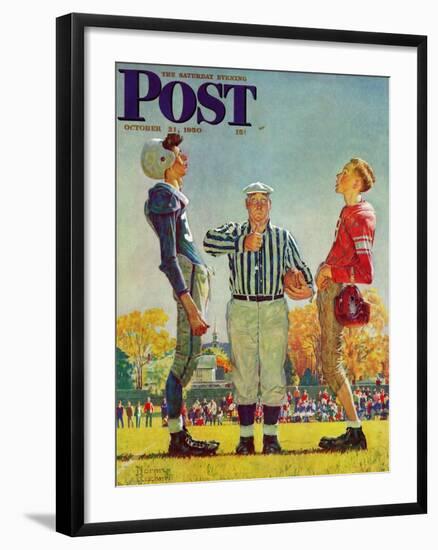"Coin Toss" Saturday Evening Post Cover, October 21,1950-Norman Rockwell-Framed Premium Giclee Print