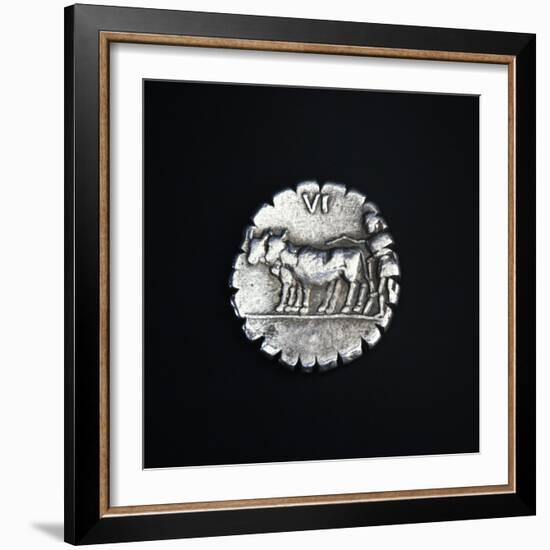 Coins Bearing Image of Plowman Driving Two Oxen, Recto, Roman Coins-null-Framed Giclee Print