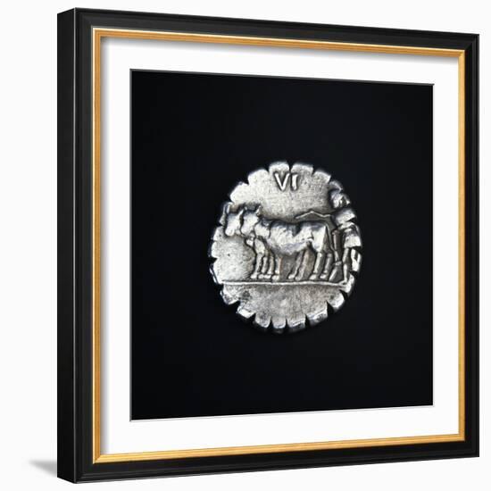 Coins Bearing Image of Plowman Driving Two Oxen, Recto, Roman Coins-null-Framed Giclee Print