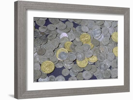 Coins from the Hoxne hoard, Roman Britain, buried in the 5th century. Artist: Unknown-Unknown-Framed Giclee Print