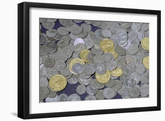 Coins from the Hoxne hoard, Roman Britain, buried in the 5th century. Artist: Unknown-Unknown-Framed Giclee Print