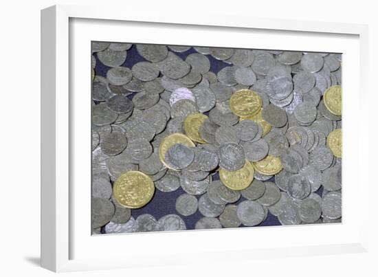 Coins from the Hoxne hoard, Roman Britain, buried in the 5th century. Artist: Unknown-Unknown-Framed Giclee Print