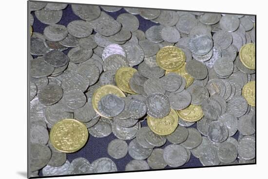 Coins from the Hoxne hoard, Roman Britain, buried in the 5th century. Artist: Unknown-Unknown-Mounted Giclee Print