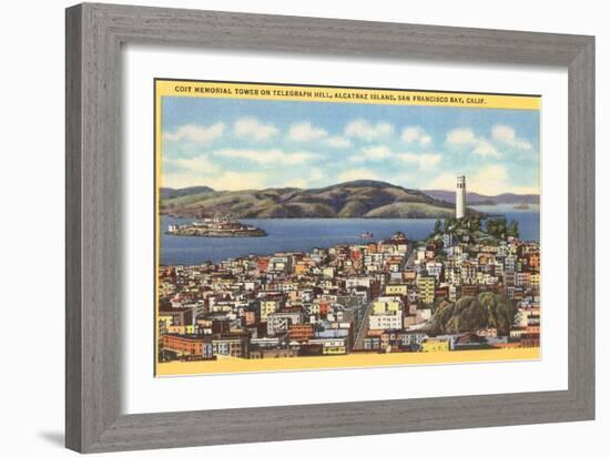 Coit Memorial Tower, Telegraph Hill, San Francisco, California-null-Framed Art Print