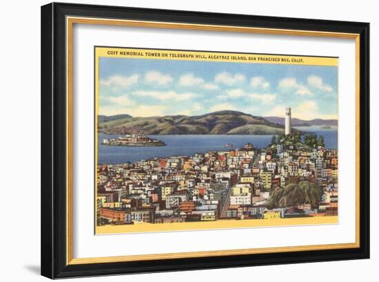 Coit Memorial Tower, Telegraph Hill, San Francisco, California-null-Framed Art Print