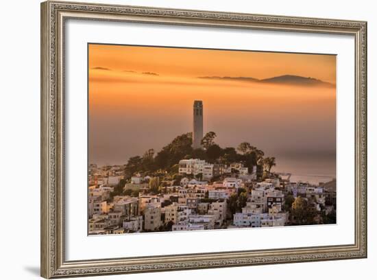 Coit Tower and Golden Fog Flow, San Francisco, Cityscape, Urban View-Vincent James-Framed Photographic Print