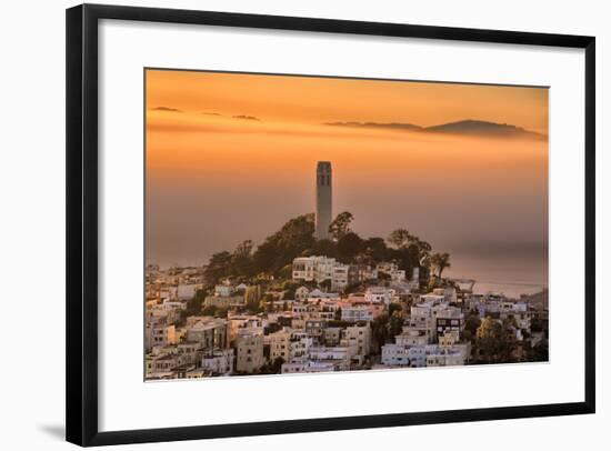 Coit Tower and Golden Fog Flow, San Francisco, Cityscape, Urban View-Vincent James-Framed Photographic Print