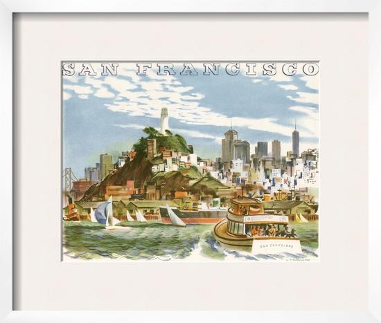 Coit Tower and North Beach. San Francisco-null-Framed Giclee Print