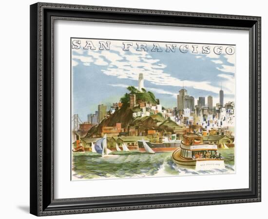 Coit Tower and North Beach. San Francisco-null-Framed Giclee Print