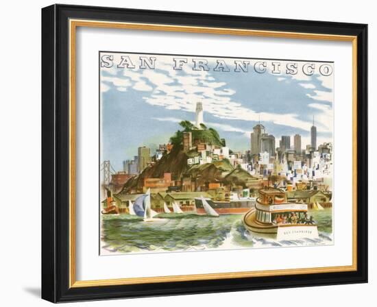 Coit Tower and North Beach. San Francisco-null-Framed Giclee Print