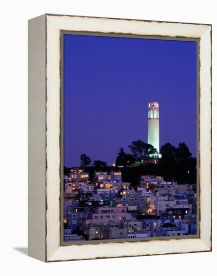 Coit Tower, Telegraph Hill at Dusk, San Francisco, U.S.A.-Thomas Winz-Framed Premier Image Canvas