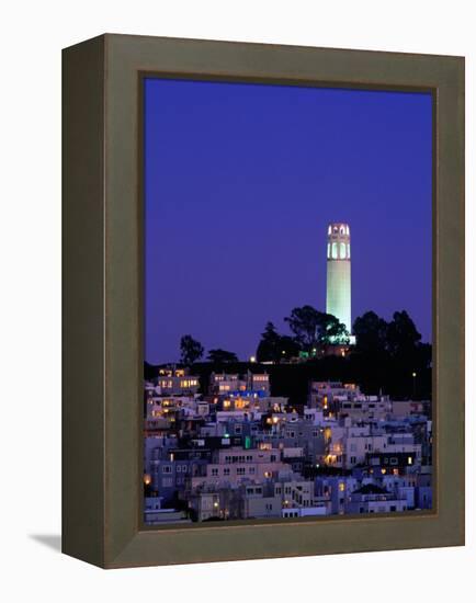 Coit Tower, Telegraph Hill at Dusk, San Francisco, U.S.A.-Thomas Winz-Framed Premier Image Canvas