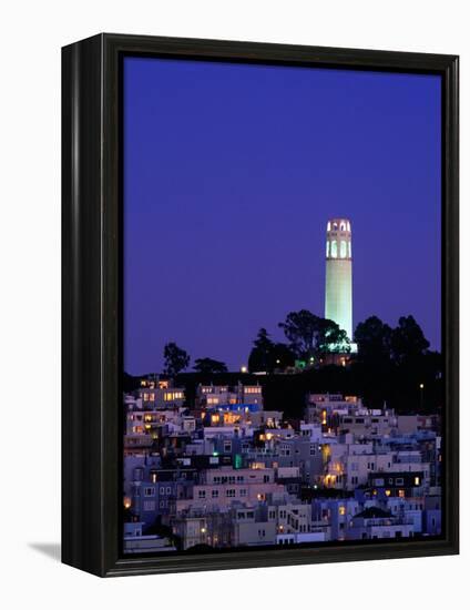 Coit Tower, Telegraph Hill at Dusk, San Francisco, U.S.A.-Thomas Winz-Framed Premier Image Canvas